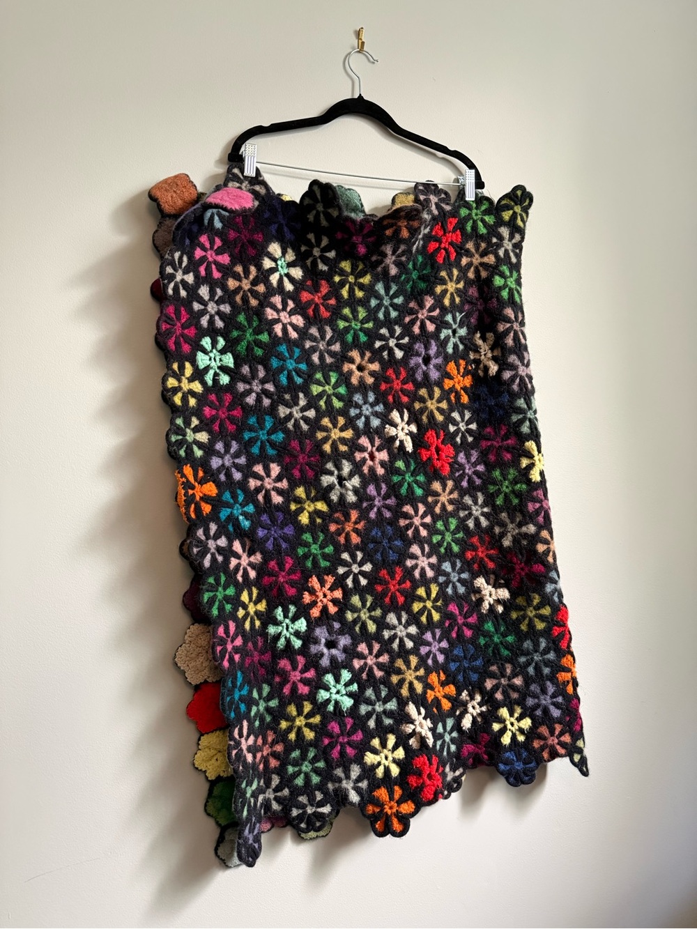 Vintage Hexagon Granny Square Crochet 36x48" Multi-Coloured Blanket Throw Rug